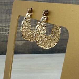 Vintage 925 Sterling Silver Vermeil Gold Filigree Hoop Earrings
